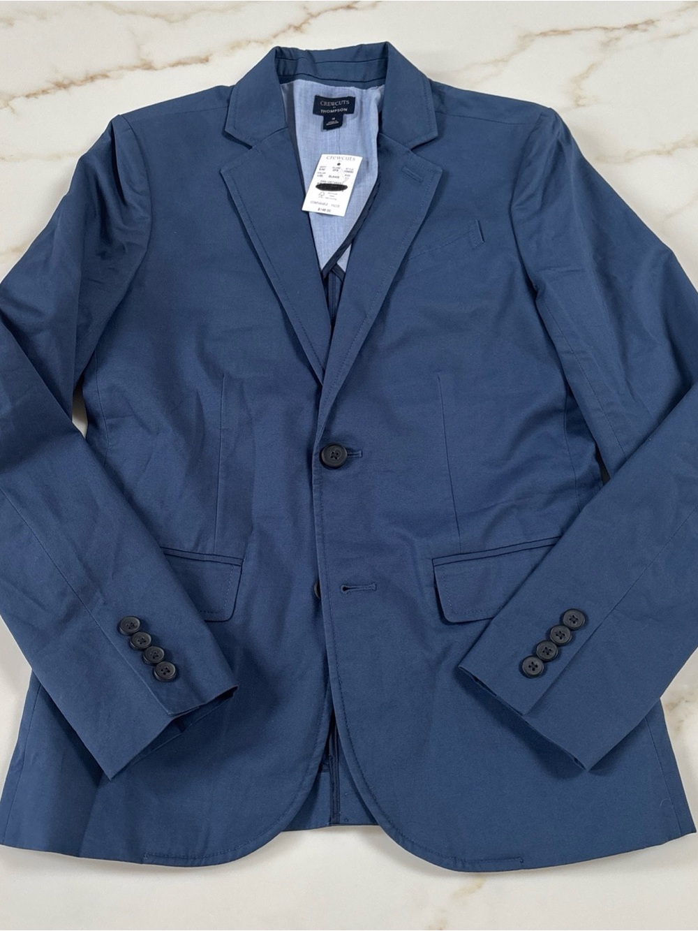 NWT Jcrew Crewcuts Boys' Navy Cotton-Blend Blazer size 14